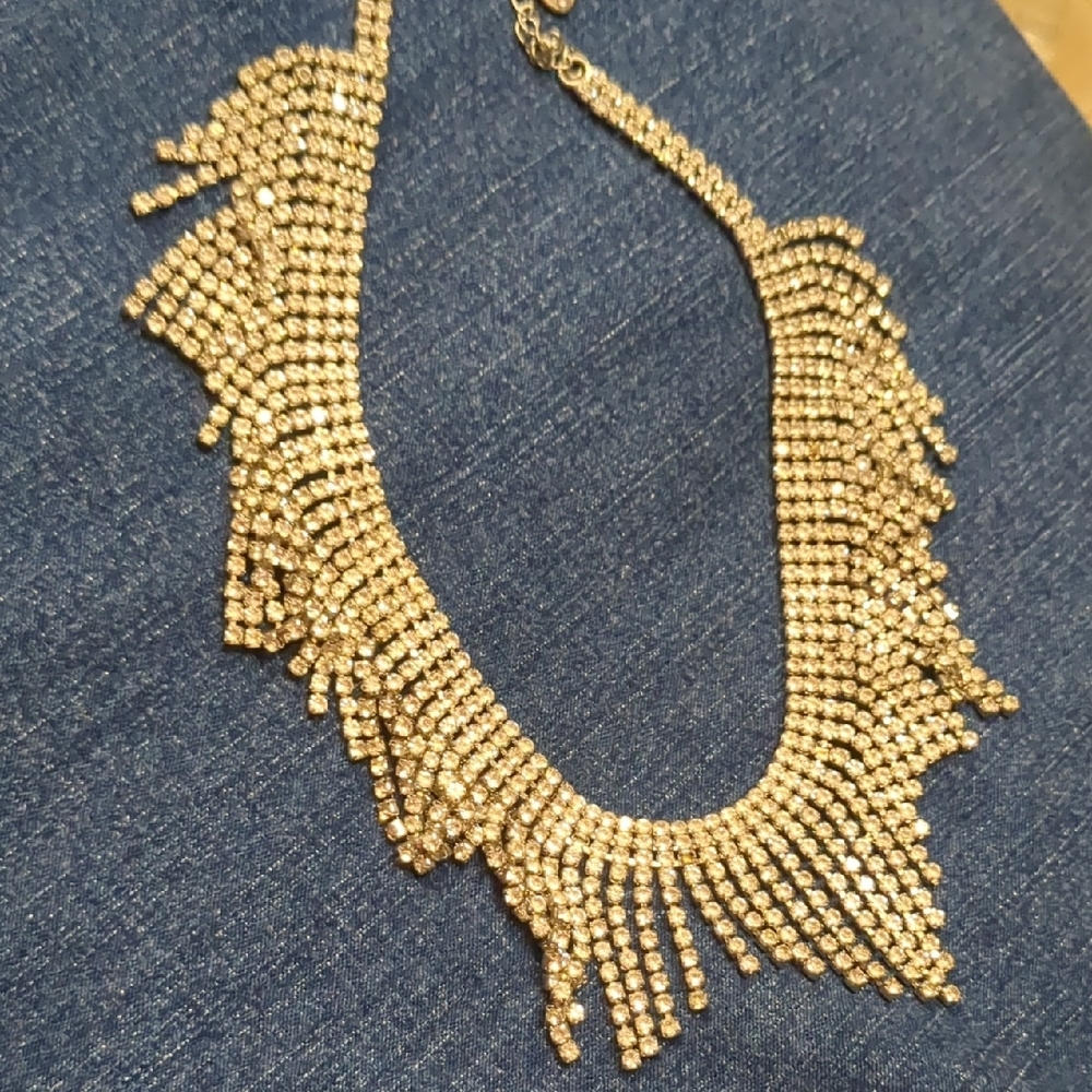 Source Unknown Silver Crystal Fringe Necklace - Picture 2 of 2